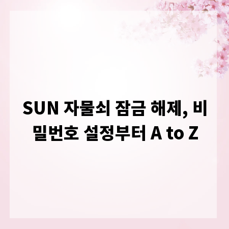SUN 자물쇠 잠금 해제, 비밀번호 설정부터 A to Z
