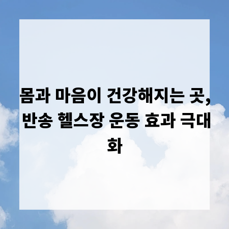 몸과 마음이 건강해지는 곳, 반송 헬스장 운동 효과 극대화