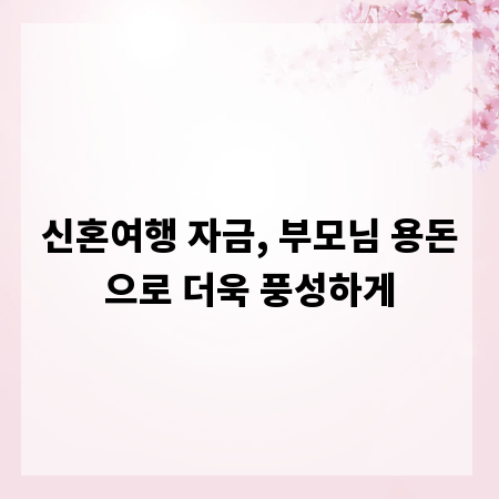 신혼여행 자금, 부모님 용돈으로 더욱 풍성하게