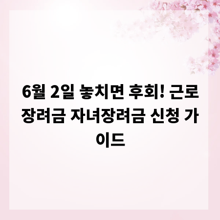 6월 2일 놓치면 후회! 근로장려금 자녀장려금 신청 가이드