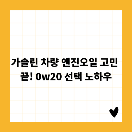 가솔린 차량 엔진오일 고민 끝! 0w20 선택 노하우