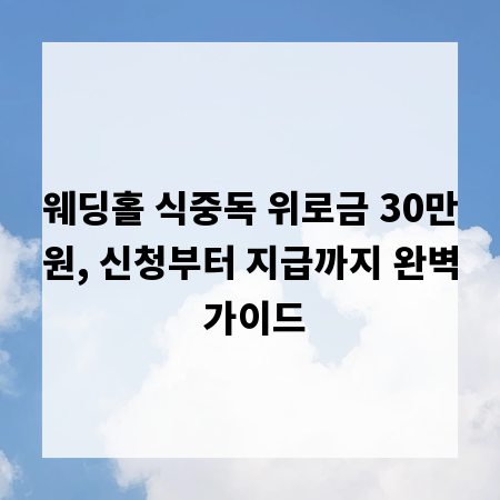 웨딩홀 식중독 위로금 30만원, 신청부터 지급까지 완벽 가이드