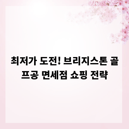 최저가 도전! 브리지스톤 골프공 면세점 쇼핑 전략