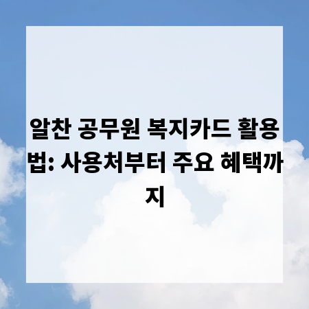 알찬 공무원 복지카드 활용법: 사용처부터 주요 혜택까지