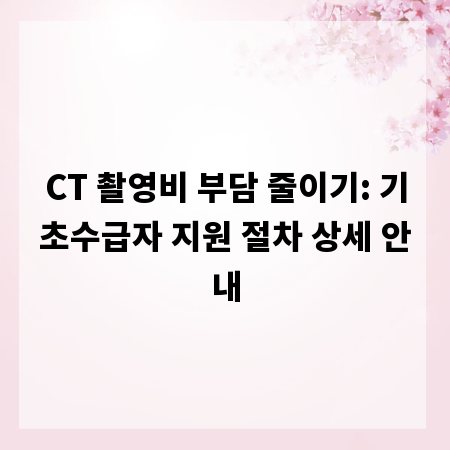 CT 촬영비 부담 줄이기: 기초수급자 지원 절차 상세 안내