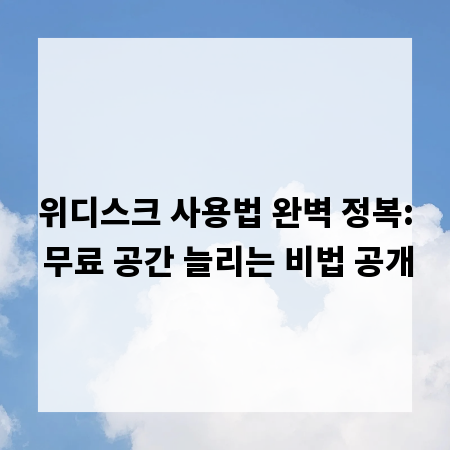 위디스크 사용법 완벽 정복: 무료 공간 늘리는 비법 공개