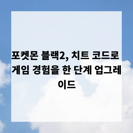 포켓몬 블랙2, 치트 코드로 게임 경험을 한 단계 업그레이드