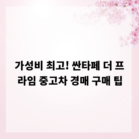 가성비 최고! 싼타페 더 프라임 중고차 경매 구매 팁