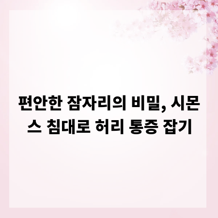 편안한 잠자리의 비밀, 시몬스 침대로 허리 통증 잡기