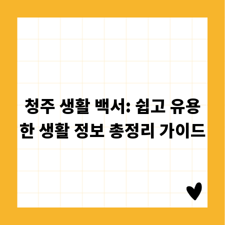 청주 생활 백서: 쉽고 유용한 생활 정보 총정리 가이드