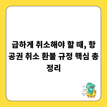 급하게 취소해야 할 때, 항공권 취소 환불 규정 핵심 총정리