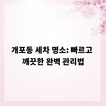 개포동 세차 명소: 빠르고 깨끗한 완벽 관리법