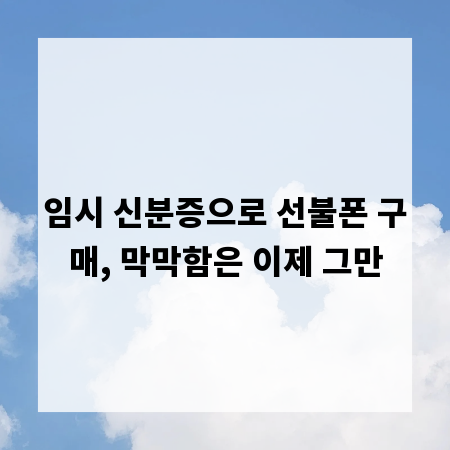 임시 신분증으로 선불폰 구매, 막막함은 이제 그만