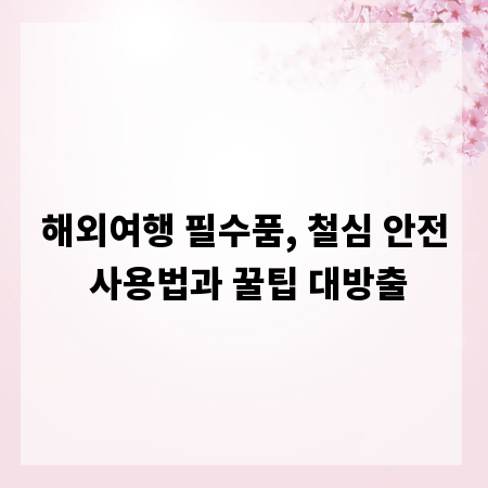 해외여행 필수품, 철심 안전 사용법과 꿀팁 대방출