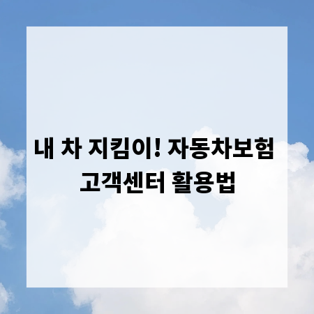 내 차 지킴이! 자동차보험 고객센터 활용법