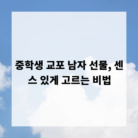 중학생 교포 남자 선물, 센스 있게 고르는 비법