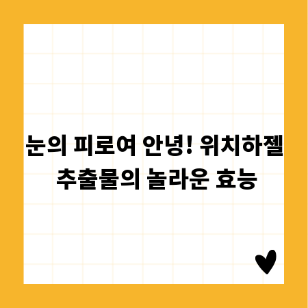 눈의 피로여 안녕! 위치하젤 추출물의 놀라운 효능