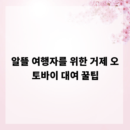 알뜰 여행자를 위한 거제 오토바이 대여 꿀팁