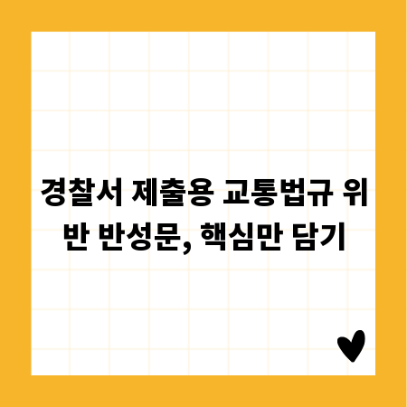 경찰서 제출용 교통법규 위반 반성문, 핵심만 담기