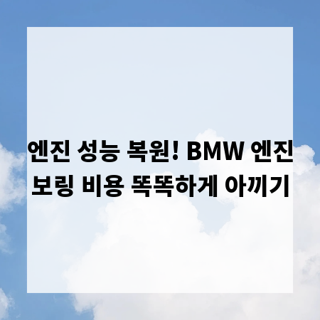 엔진 성능 복원! BMW 엔진보링 비용 똑똑하게 아끼기