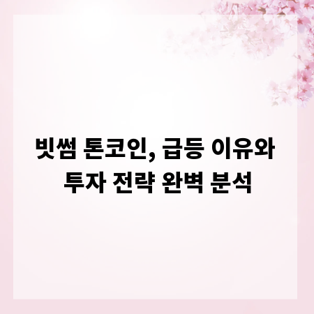 빗썸 톤코인, 급등 이유와 투자 전략 완벽 분석