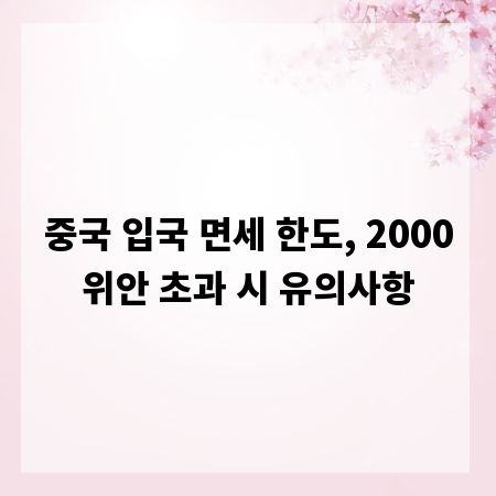 중국 입국 면세 한도, 2000위안 초과 시 유의사항