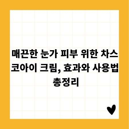 매끈한 눈가 피부 위한 차스코아이 크림, 효과와 사용법 총정리