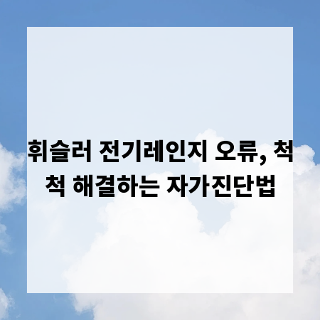 휘슬러 전기레인지 오류, 척척 해결하는 자가진단법