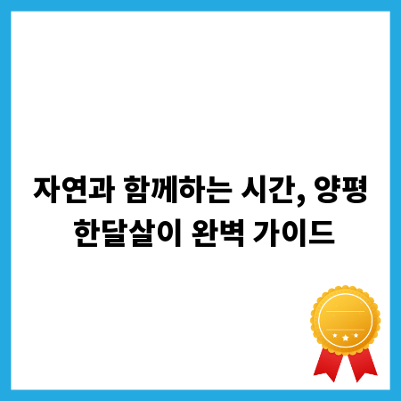 자연과 함께하는 시간, 양평 한달살이 완벽 가이드