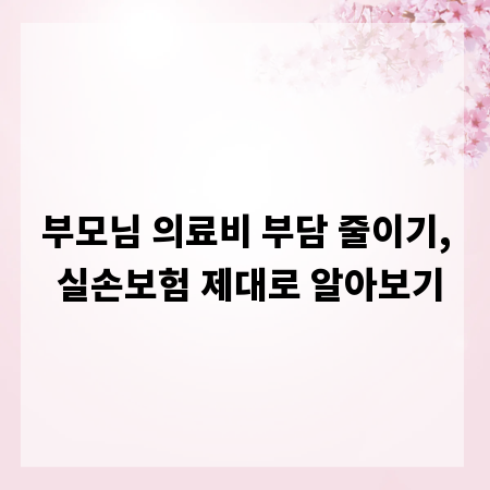 부모님 의료비 부담 줄이기, 실손보험 제대로 알아보기