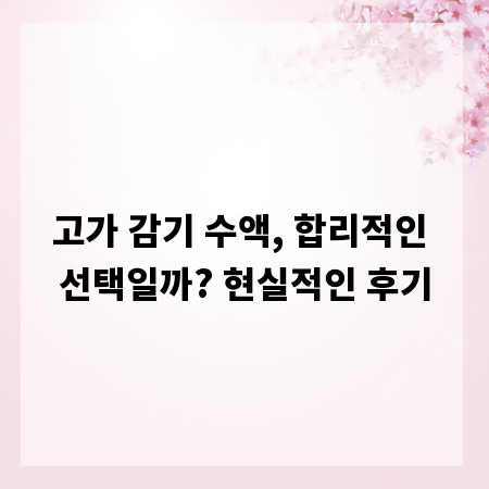 고가 감기 수액, 합리적인 선택일까? 현실적인 후기