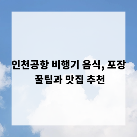 인천공항 비행기 음식, 포장 꿀팁과 맛집 추천