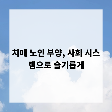 치매 노인 부양, 사회 시스템으로 슬기롭게