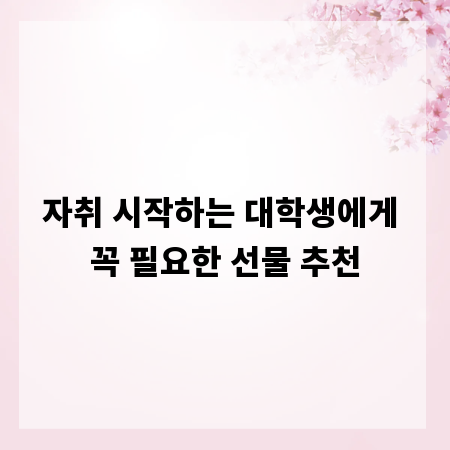 자취 시작하는 대학생에게 꼭 필요한 선물 추천