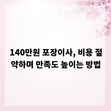 140만원 포장이사, 비용 절약하며 만족도 높이는 방법