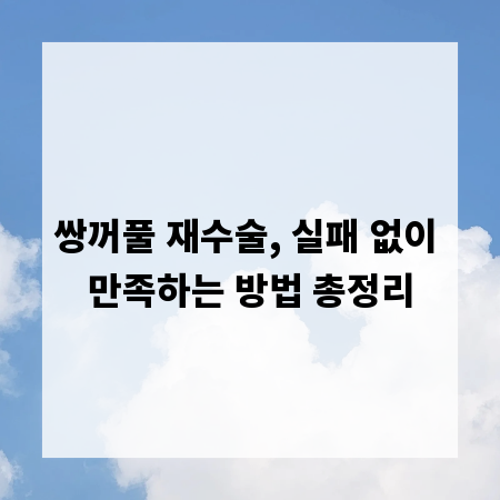 쌍꺼풀 재수술, 실패 없이 만족하는 방법 총정리