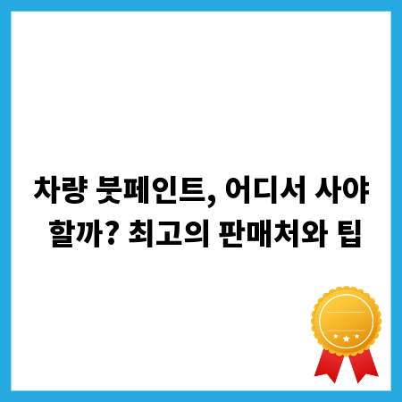 차량 붓페인트, 어디서 사야 할까? 최고의 판매처와 팁