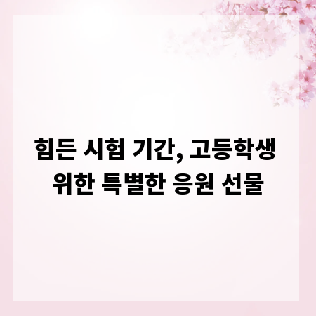 힘든 시험 기간, 고등학생 위한 특별한 응원 선물