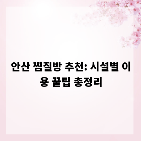 안산 찜질방 추천: 시설별 이용 꿀팁 총정리