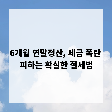 6개월 연말정산, 세금 폭탄 피하는 확실한 절세법