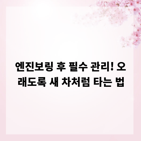 엔진보링 후 필수 관리! 오래도록 새 차처럼 타는 법