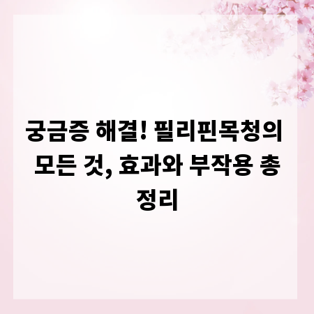 궁금증 해결! 필리핀목청의 모든 것, 효과와 부작용 총정리