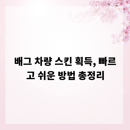 배그 차량 스킨 획득, 빠르고 쉬운 방법 총정리