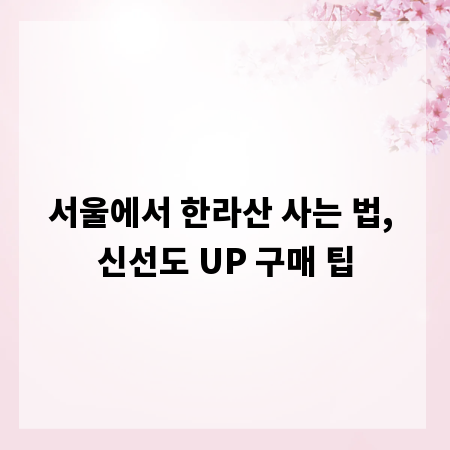 서울에서 한라산 사는 법, 신선도 UP 구매 팁