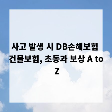 사고 발생 시 DB손해보험 건물보험, 초동과 보상 A to Z