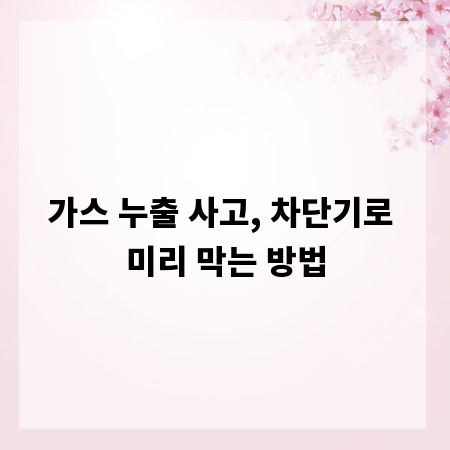 가스 누출 사고, 차단기로 미리 막는 방법