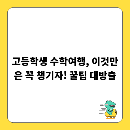 고등학생 수학여행, 이것만은 꼭 챙기자! 꿀팁 대방출