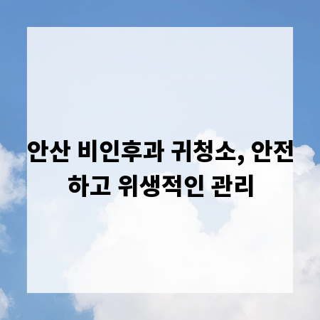 안산 비인후과 귀청소, 안전하고 위생적인 관리