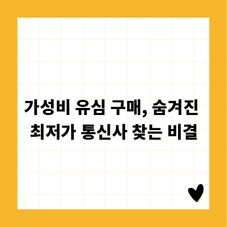 가성비 유심 구매, 숨겨진 최저가 통신사 찾는 비결