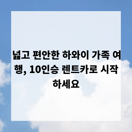 넓고 편안한 하와이 가족 여행, 10인승 렌트카로 시작하세요